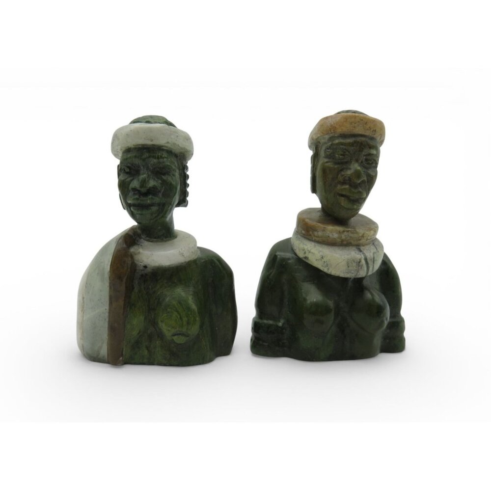 Small Stone Bust Set Colourful Hand Carved in South Africa